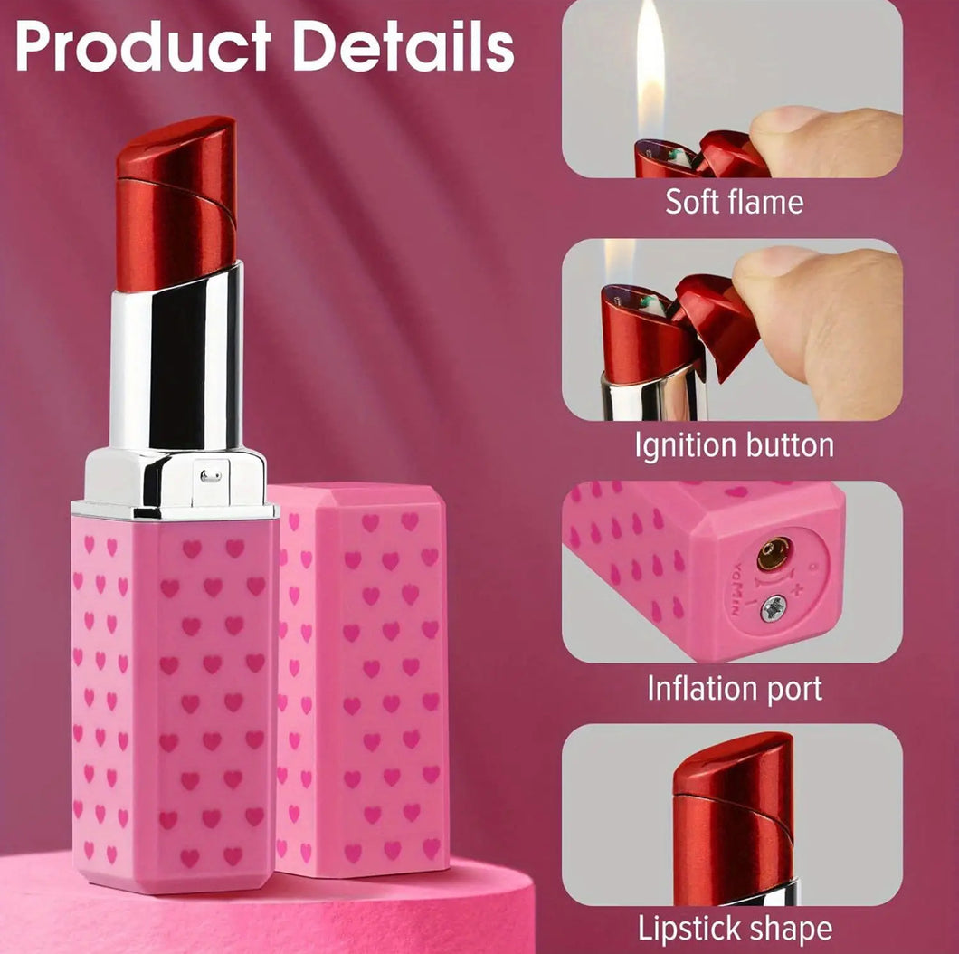 Cute Lipstick Lighter, Soft Flame Refillable Butane Lighter Trendie Days